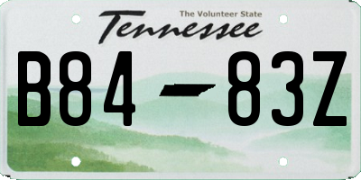 TN license plate B8483Z