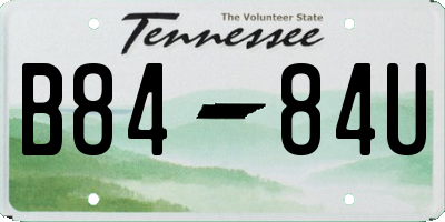 TN license plate B8484U