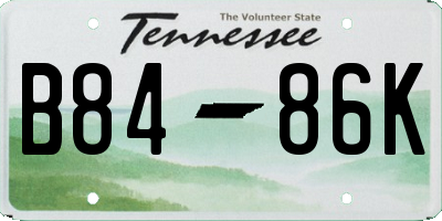 TN license plate B8486K
