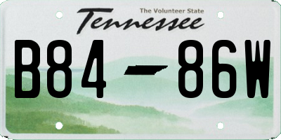 TN license plate B8486W