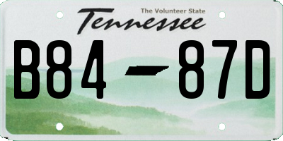 TN license plate B8487D