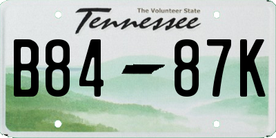 TN license plate B8487K