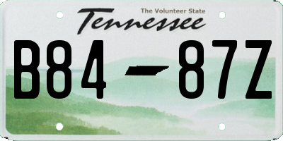 TN license plate B8487Z