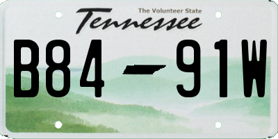 TN license plate B8491W