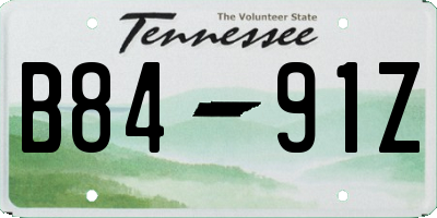 TN license plate B8491Z