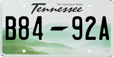 TN license plate B8492A
