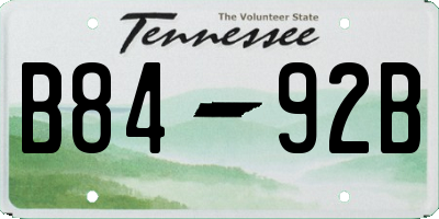 TN license plate B8492B