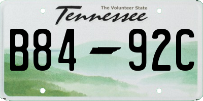 TN license plate B8492C