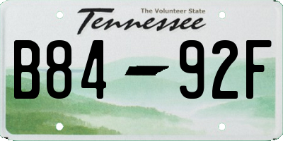 TN license plate B8492F