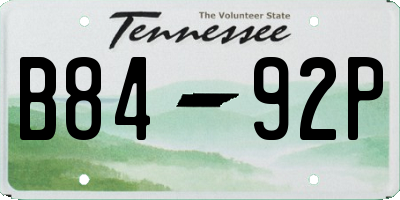 TN license plate B8492P