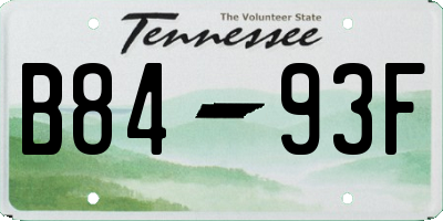 TN license plate B8493F