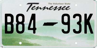 TN license plate B8493K