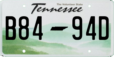 TN license plate B8494D