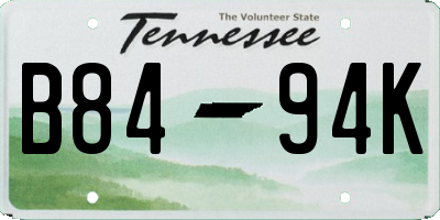 TN license plate B8494K