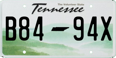 TN license plate B8494X