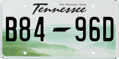 TN license plate B8496D