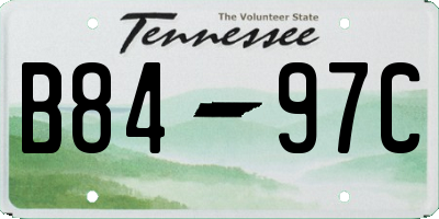 TN license plate B8497C