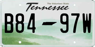 TN license plate B8497W