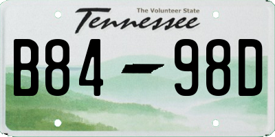 TN license plate B8498D