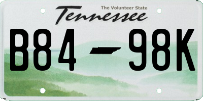 TN license plate B8498K