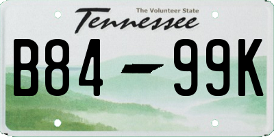 TN license plate B8499K
