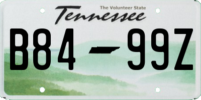 TN license plate B8499Z