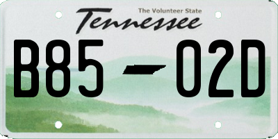 TN license plate B8502D