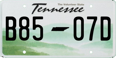TN license plate B8507D