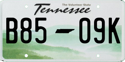 TN license plate B8509K