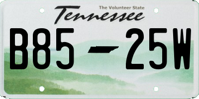TN license plate B8525W