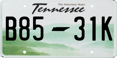 TN license plate B8531K