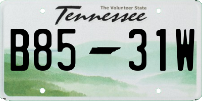 TN license plate B8531W