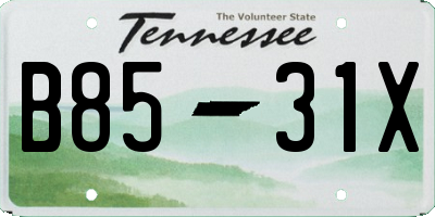 TN license plate B8531X