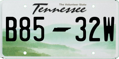 TN license plate B8532W