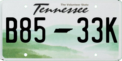 TN license plate B8533K