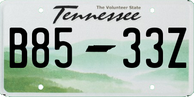 TN license plate B8533Z