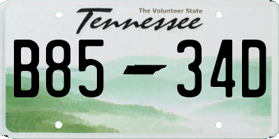 TN license plate B8534D