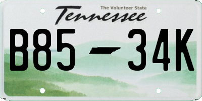TN license plate B8534K
