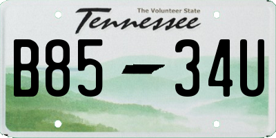 TN license plate B8534U
