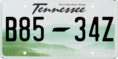 TN license plate B8534Z
