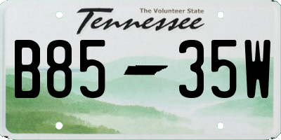 TN license plate B8535W