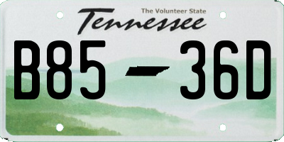 TN license plate B8536D