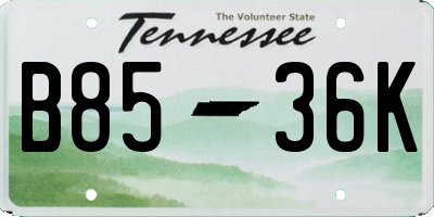 TN license plate B8536K