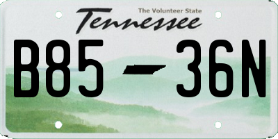 TN license plate B8536N