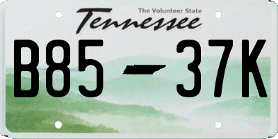 TN license plate B8537K