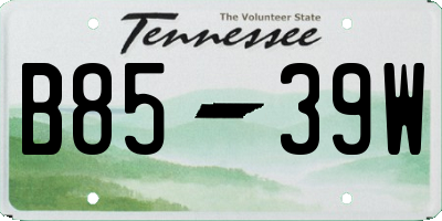 TN license plate B8539W