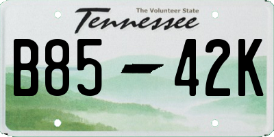 TN license plate B8542K