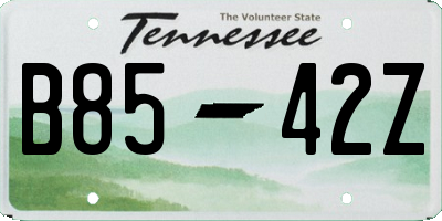 TN license plate B8542Z
