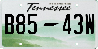 TN license plate B8543W