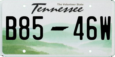TN license plate B8546W